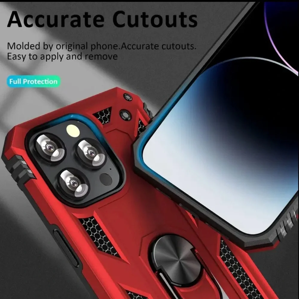 Apple iPhone 15 Pro Max Phone Case Magnetic 360* Rotating Ringstand Unisex Red